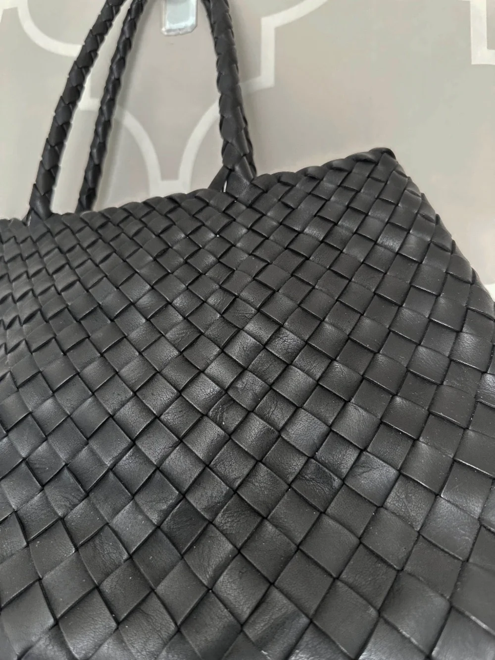 NWOT Dragon Diffusion Santa Croce Big Black Woven Leather Handbag